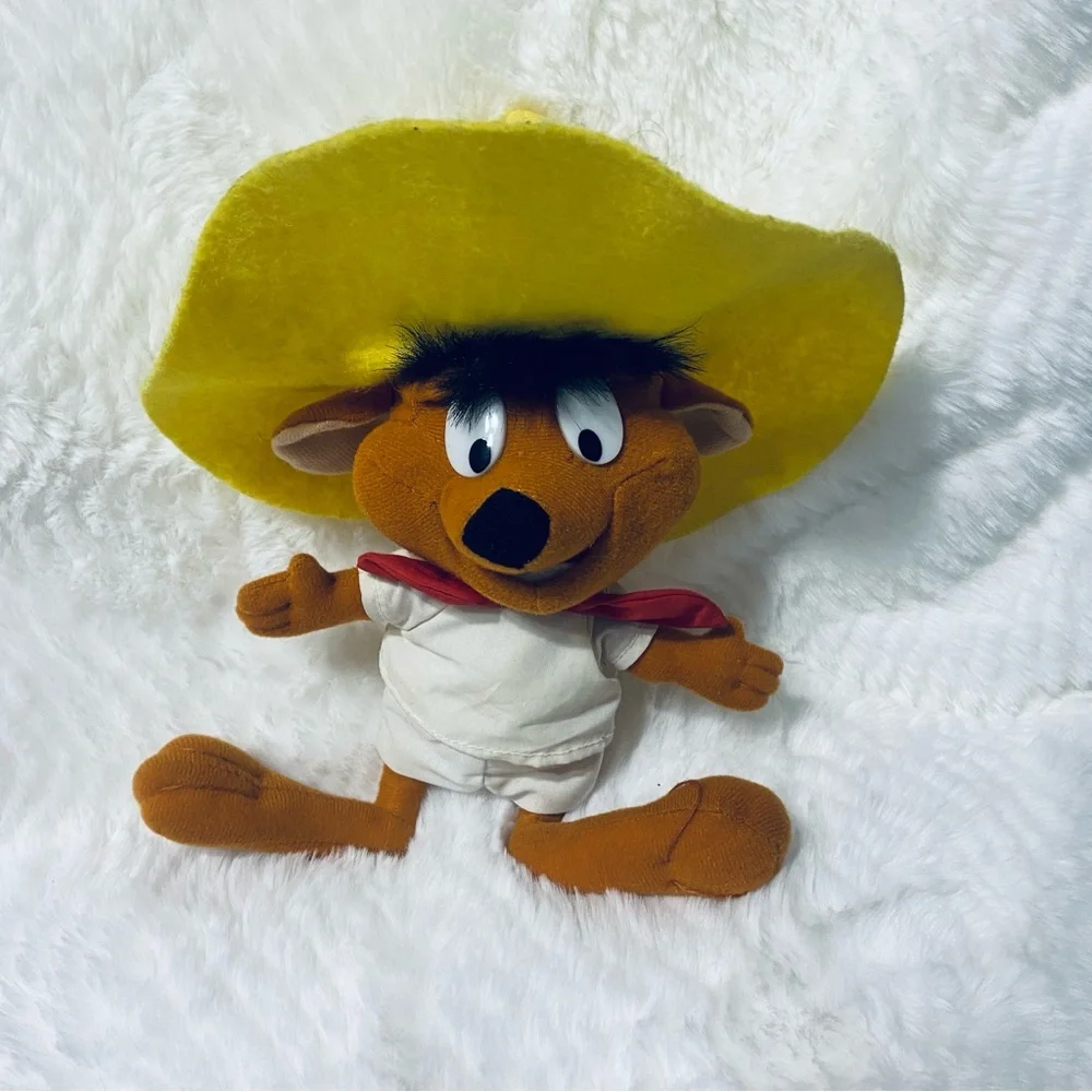 Vintage 1996 Looney Tunes Speedy González Plush Toy with Yellow Hat
